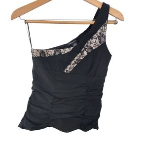 Seduction Women's Elegant Black/Beige with Ruffle Detail Dress Top Size L US